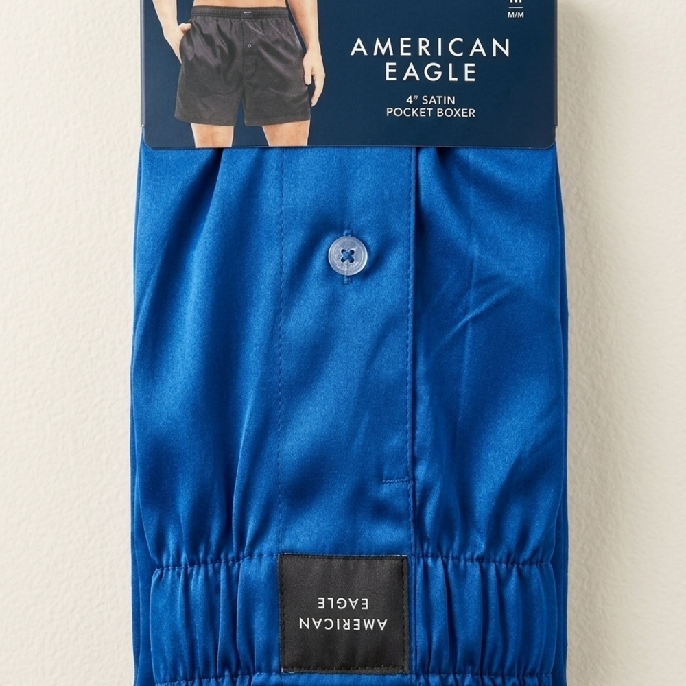 American Eagle Outfitters Men's Satin Pocket Boxers — Royal Blue